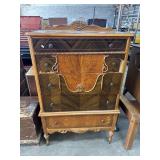 Vtg Art Deco Style Mahogany & Burl Wood Highboy.