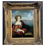 Signed Portrait Painting W/ Ornate Wooden Frame.