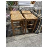 (4) Woven Rush Bar Stools.