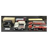 Ertl Die Cast Coin Banks. Plastic Toy Fire Trucks.