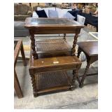 Vtg Jacobean Style Barley Twist Oak Side Tables.