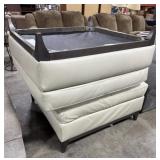 (2) NOS Macyï¿½s Beige Leather Ottoman.