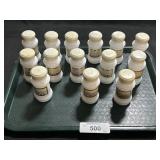 14 Vintage Milk Glass Spice Jars.
