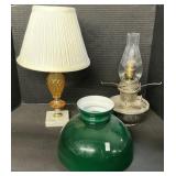 Electrified Aladdin Lamp, Glass Lamp & Lamp Shade.