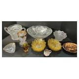 EAPG Glass Bowls, Goblet, Saucers & Vase.