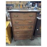 Vtg Oak Serpent Front Chest of Drawers.