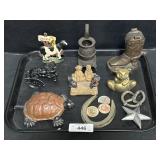 Cast Iron & Metal Figures, Bank, Ashtray.