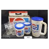 Lot Of Pepsi Glasses & Plastic Mugs.
