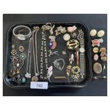 Costume Jewelry, Brooches, Necklaces, Watches.