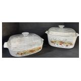 2 Vintage Corning Ware Style Casserole Dishes.