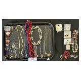 Costume Jewelry, Pins, Necklaces, Earrings.