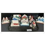 Christmas Putz Houses & Pinecone Ornaments.