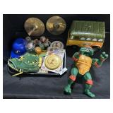 TMNT Toys, NFL Mini Helmets, Eagle Frisbees.