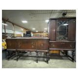 Antique Jacobean Revival Style China Cabinet &