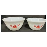 Pair of McKee Milk Glass Sailboat Mixing Bowls.