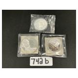 3 Silver Plated Collectors Coins.