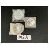 3 Silver Plated Collectors Coins.