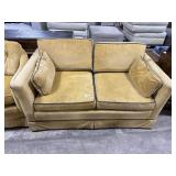 Vtg Yellow Velvet Loveseat.