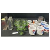 Vintage Glass Baby Bottles, Uranium Goblets.