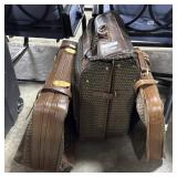 Vtg Mark Cross Leather & Canvas Luggage.