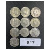 10 40% Silver 1966-1969 Kennedy Halves.