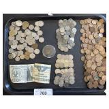 Wheat & Steel Pennies, Nickels & Foreign Currency