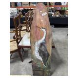 Beautiful Crane Painting On Primitive Ironboard.