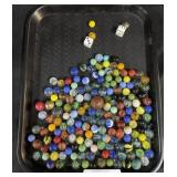 Large Lot of Swirl, Ribbon Core Marbles & Dice.