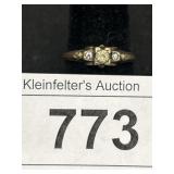 1/20 14K On Sterling Silver Art Deco Dimond Ring.
