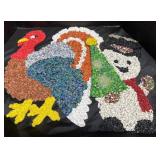 Holiday Plastic Popcorn Wall Hangings.