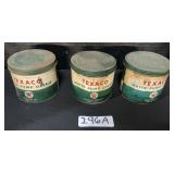 3 Advertising Cans Of Texaco Water Pump Grease.