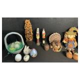 Easter Eggs & Basket, Thanksgiving Figurines.