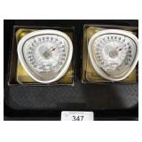 Pair Of Adv. Beck Brothers Outdoor Thermometers.