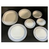 Corelle Classic Cafe Blue Stripe Dinnerware Set.