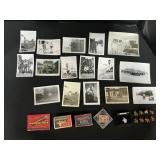 Military Photos, Matchboxes, Bulldog Pins, Stamp.