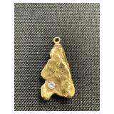Gold Nugget & Diamond Pendant.