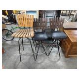 Vtg Mid Century Modern Slat Bar Stools.