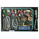 Costume Jewelry, Christmas Pins, Necklaces,