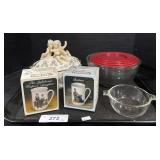 Norman Rockwell Mugs, Mixing Bowls, Lidded Dish.