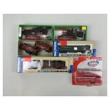 Train Cars, Refrigerator Car, Tank Car, Box Car.