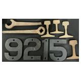 Cast Iron Railway Numbers, Wrenches, Track Models.