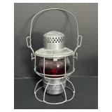 WT.CO Railroad Lantern W/ Red Glass Globe.