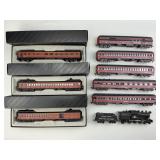 Engine, Tender, Passenger, Coach, & Diner Cars.