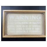 Framed  Western Maryland Safety Sign Silk Screen.