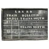 L&N RR Train Bulletin Woodrn Sign.