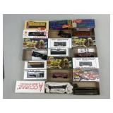 Hoppers, Gondolas, Box Cars, Train Locomotive.
