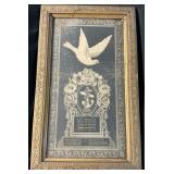 Framed Victorian Mourning Memorial Lithograph.