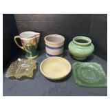 Stoneware Pot, Vase, Glass Bowls, Lusterware