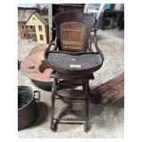 Primitive Oak & Cane High Chair.