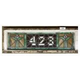 Leaded Stained Glass Number Transom Window.